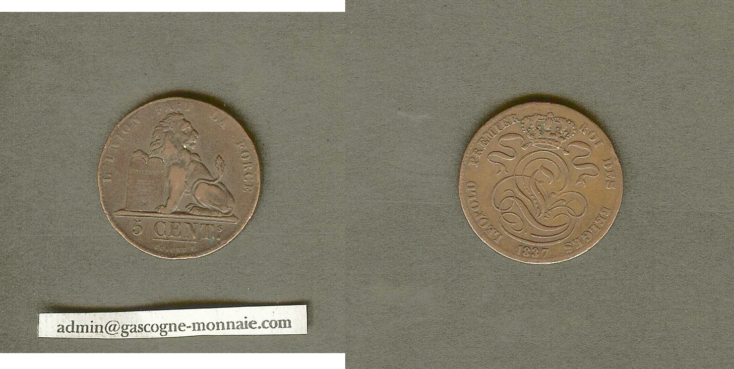 Belgium 5 cents 1837 VF+
